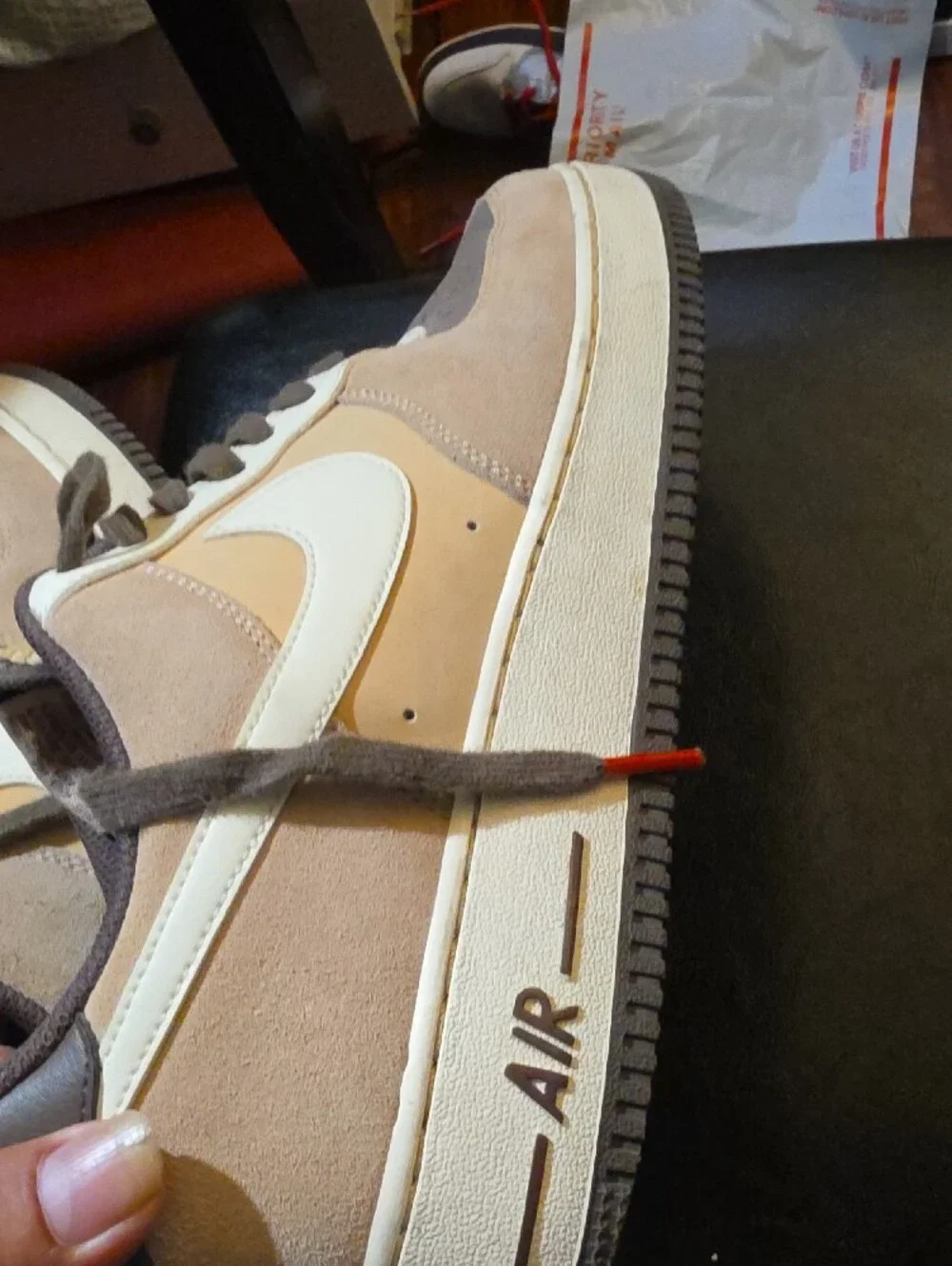 Nike Men’s Low-Top Sneakers in Brown and Cream